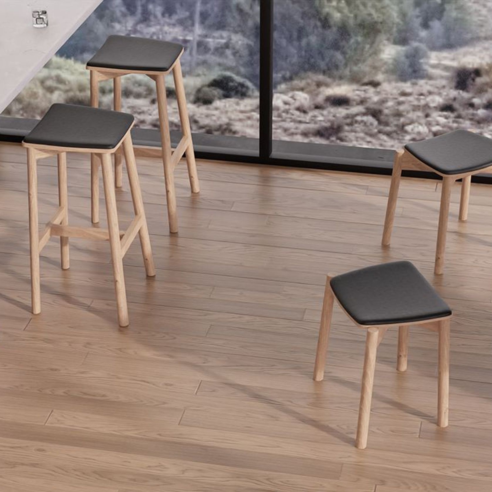 Andi Low Stool with Pad 45cm gallery detail image