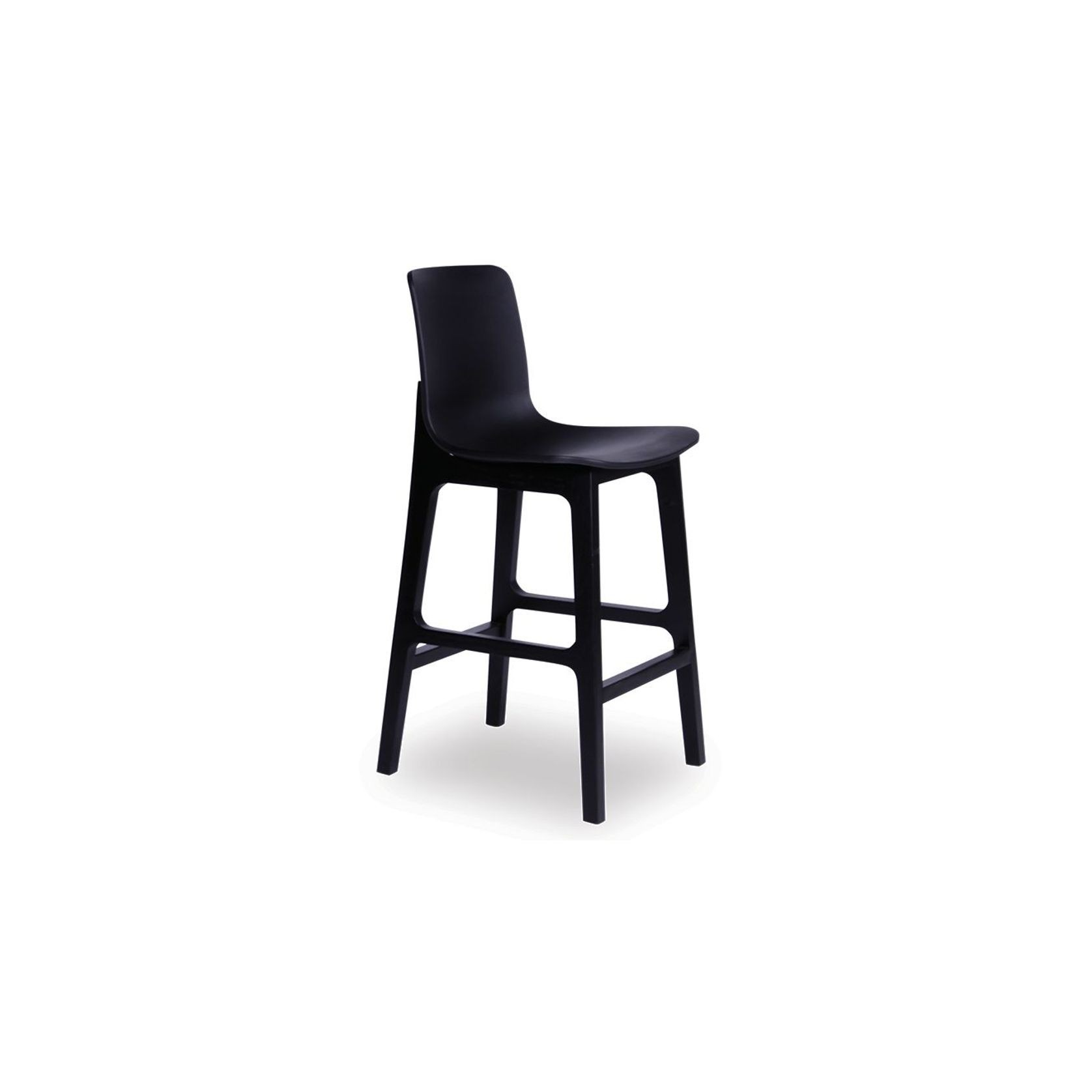 Ara Stool - Black - Black Shell - Kitchen Bench Seat Height 65cm - Black Seat - Black Ash legs gallery detail image