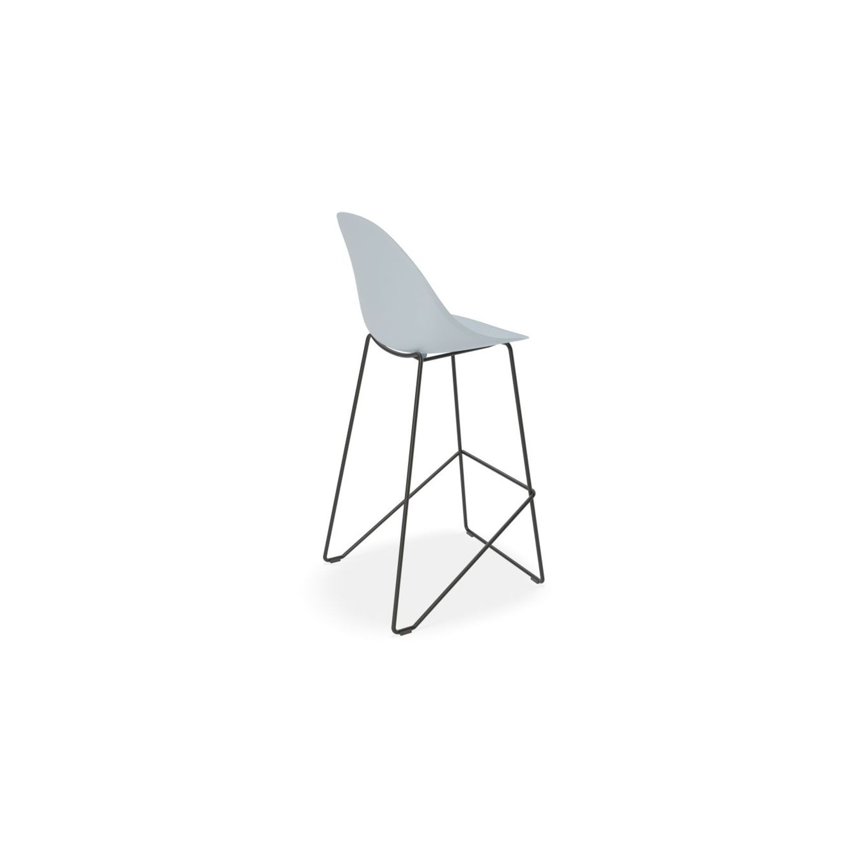Pebble Blue Stool Shell Seat - Counter Stool 65cm Seat - Black Base gallery detail image