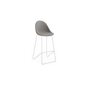Pebble Fabric Grey Upholstered Stool - Counter Stool 65cm Seat Height - Black Base gallery detail image