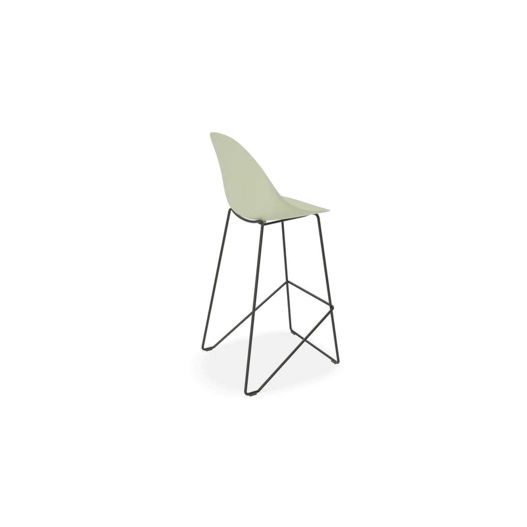 Pebble Mint Green Stool Shell Seat - Counter Stool 65cm Seat - Black Base gallery detail image