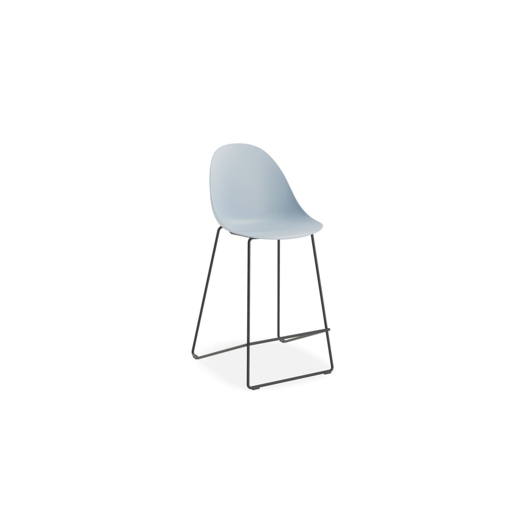 Pebble Blue Stool Shell Seat - Counter Stool 65cm Seat - Black Base gallery detail image