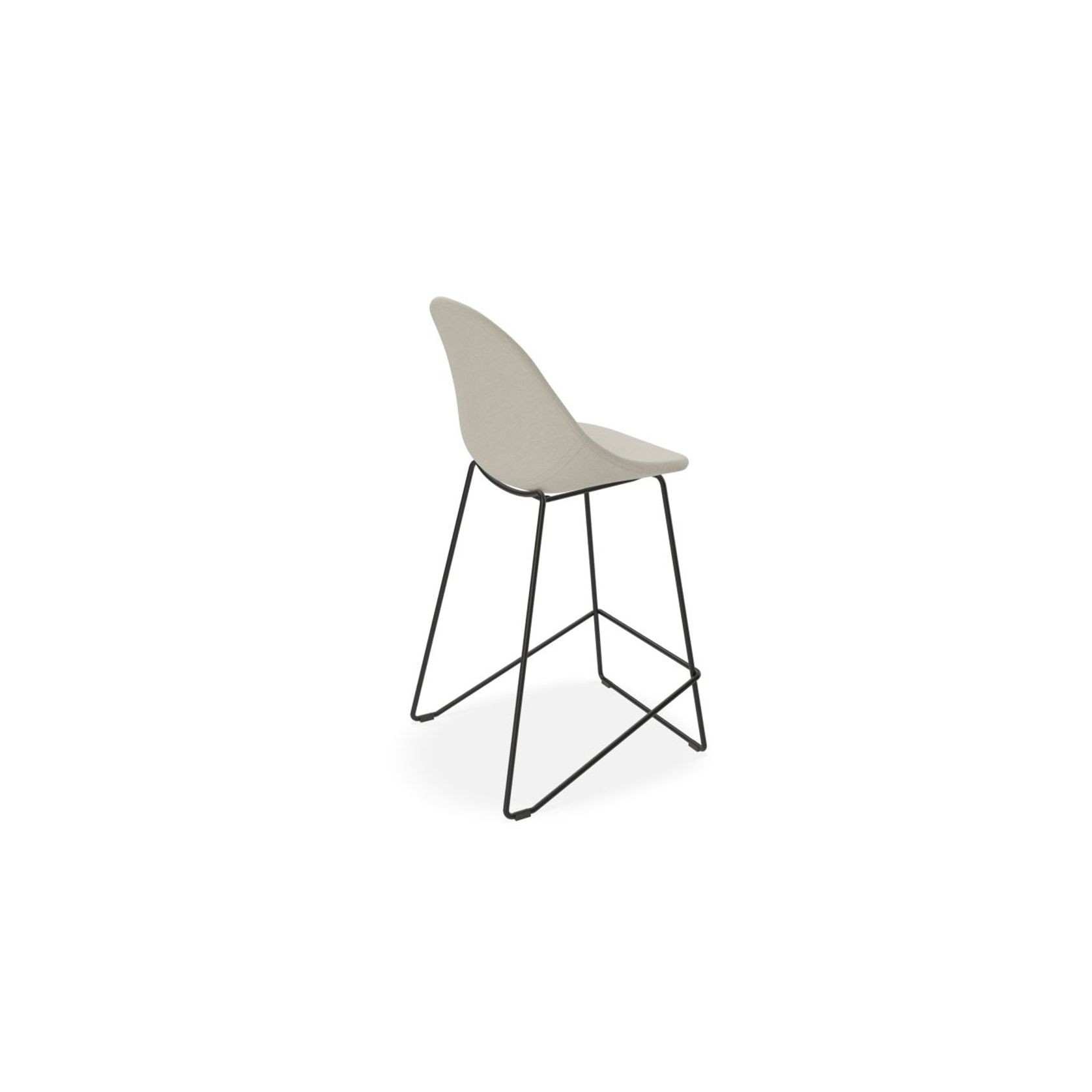 Pebble Fabric Light Grey Upholstered Stool - Bar Stool 75cm Seat - White Frame gallery detail image
