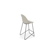 Pebble Fabric Light Grey Upholstered Stool - Bar Stool 75cm Seat - White Frame gallery detail image