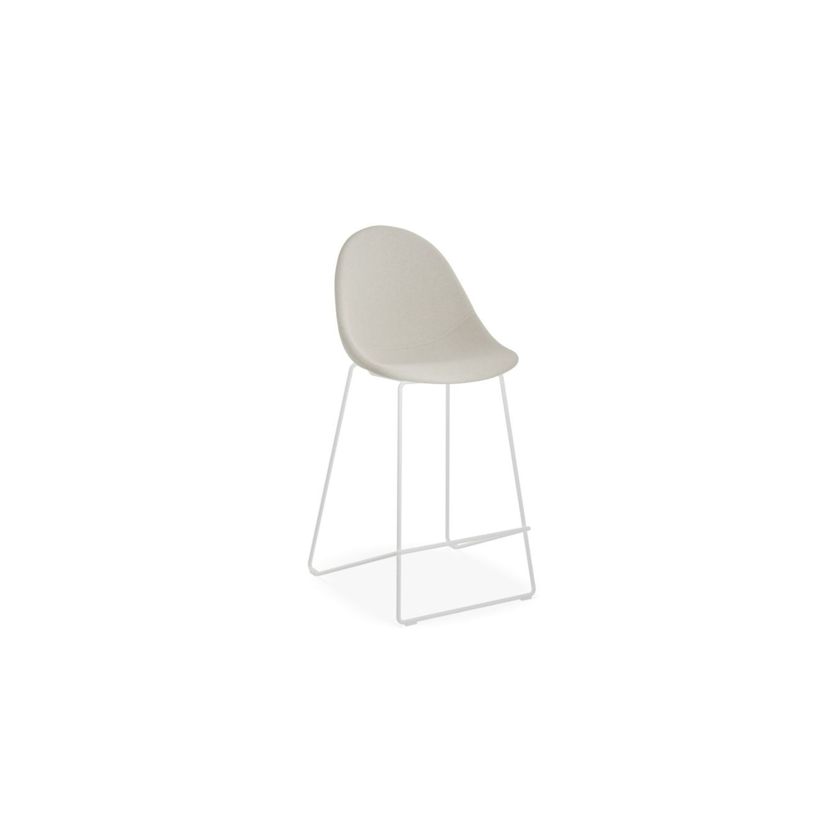 Pebble Fabric Light Grey Upholstered Stool - Counter Stool 65cm Seat - Black Frame gallery detail image