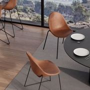 Pebble Stool Brown Upholstered Vintage Seat  - Counter Stool 65cm Seat - Black Base gallery detail image