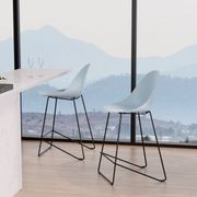 Pebble Blue Stool Shell Seat - Bar Stool 75cm Seat - White Base gallery detail image