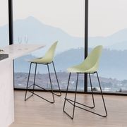Pebble Mint Green Stool Shell Seat - Counter Stool 65cm Seat - Black Base gallery detail image