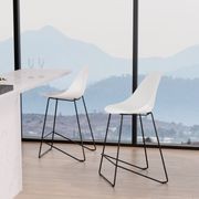 Pebble White Stool Shell Seat - Counter Stool 65cm Seat Height - Black Frame gallery detail image