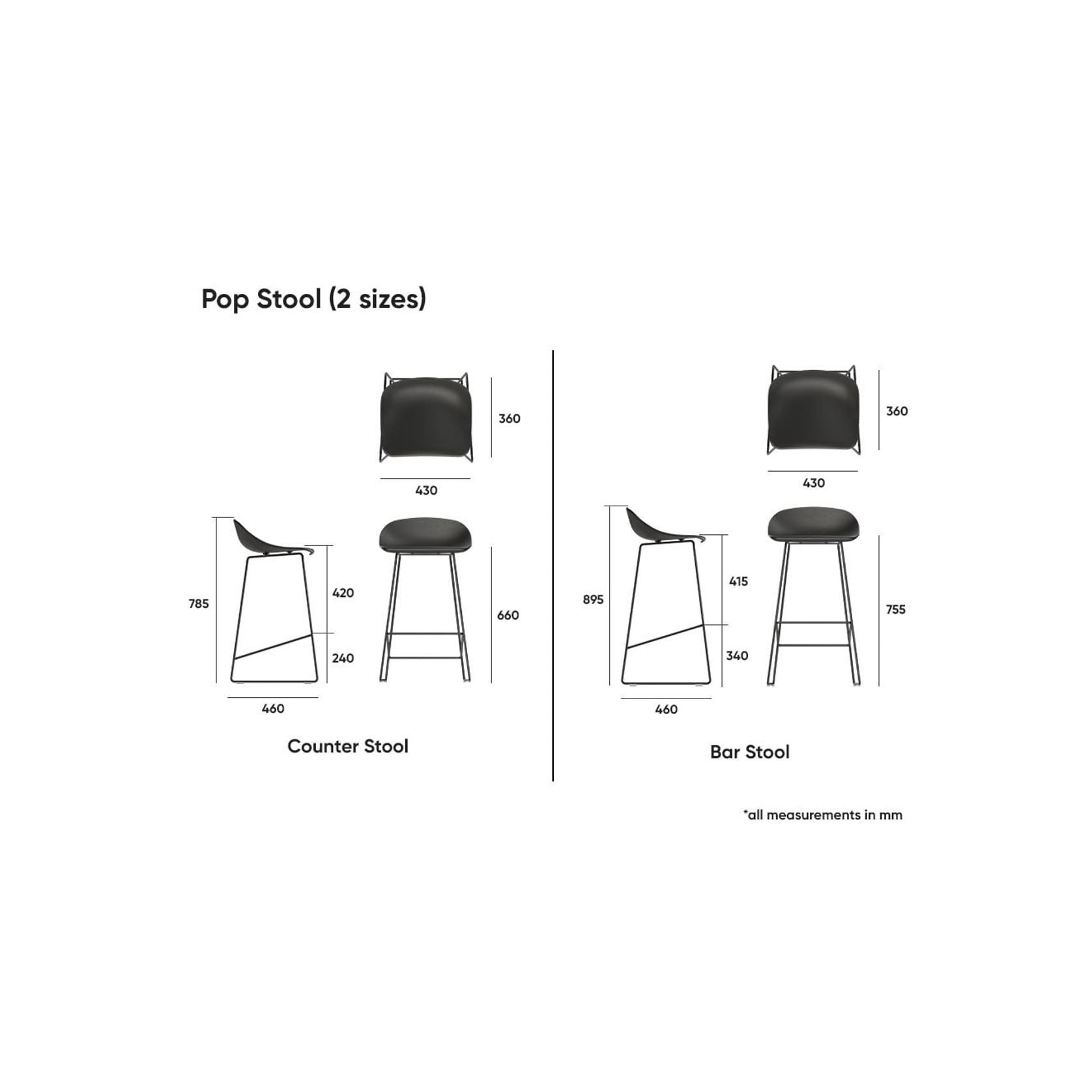Pop Stool with Black Frame and Upholstered Vintage Tan Seat gallery detail image