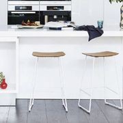 Winnie Stool -  Black Leather  - 76cm Bench Height gallery detail image