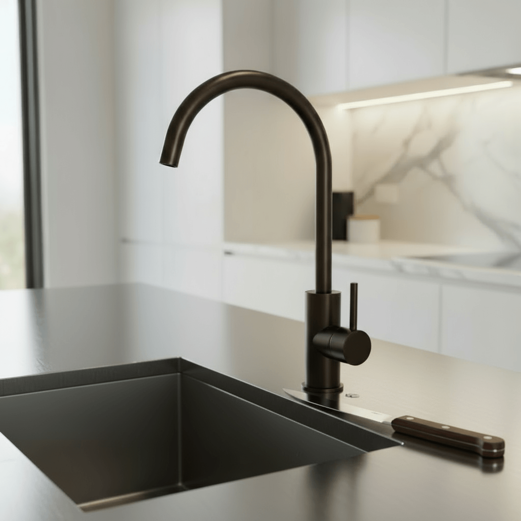Storm Gooseneck Sink Mixer with Cold Start technology gallery detail image