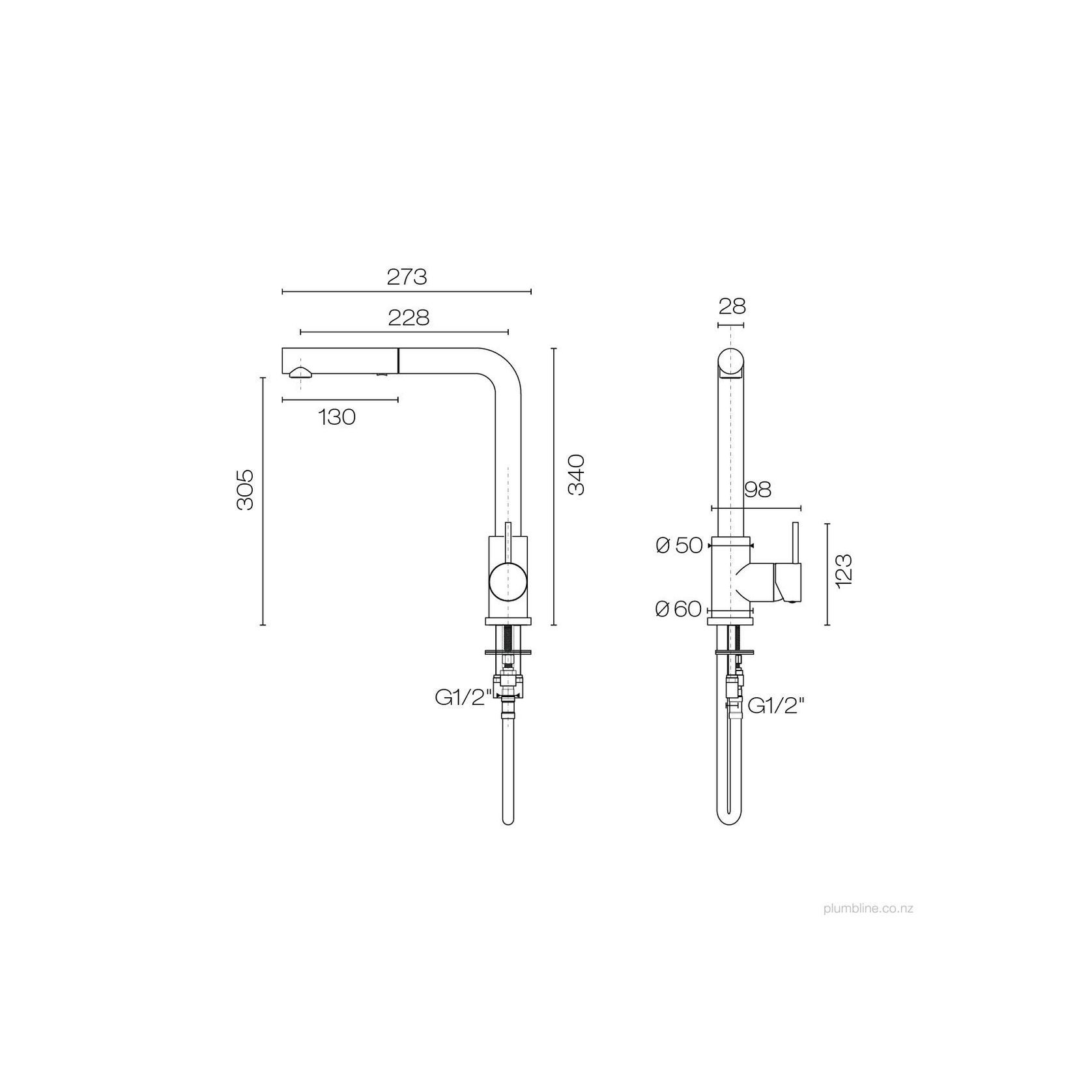 Oli 316 Kitchen Mixer Straight Spout Pull Out Spray gallery detail image