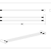 Caddence Double Towel Rail 800mm Brushed Nickel gallery detail image