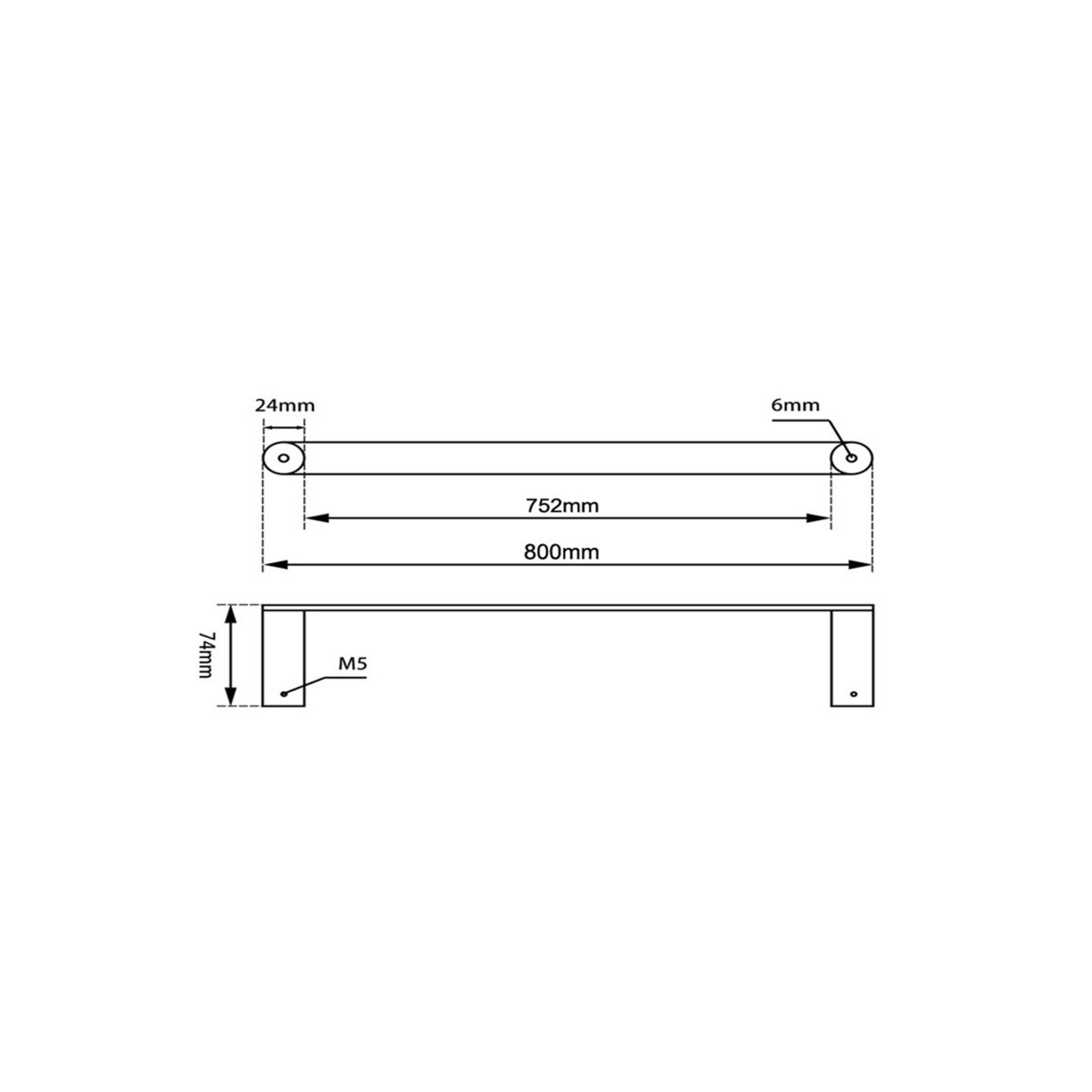 Rushy Single Towel Rail 800mm Brushed Nickel gallery detail image