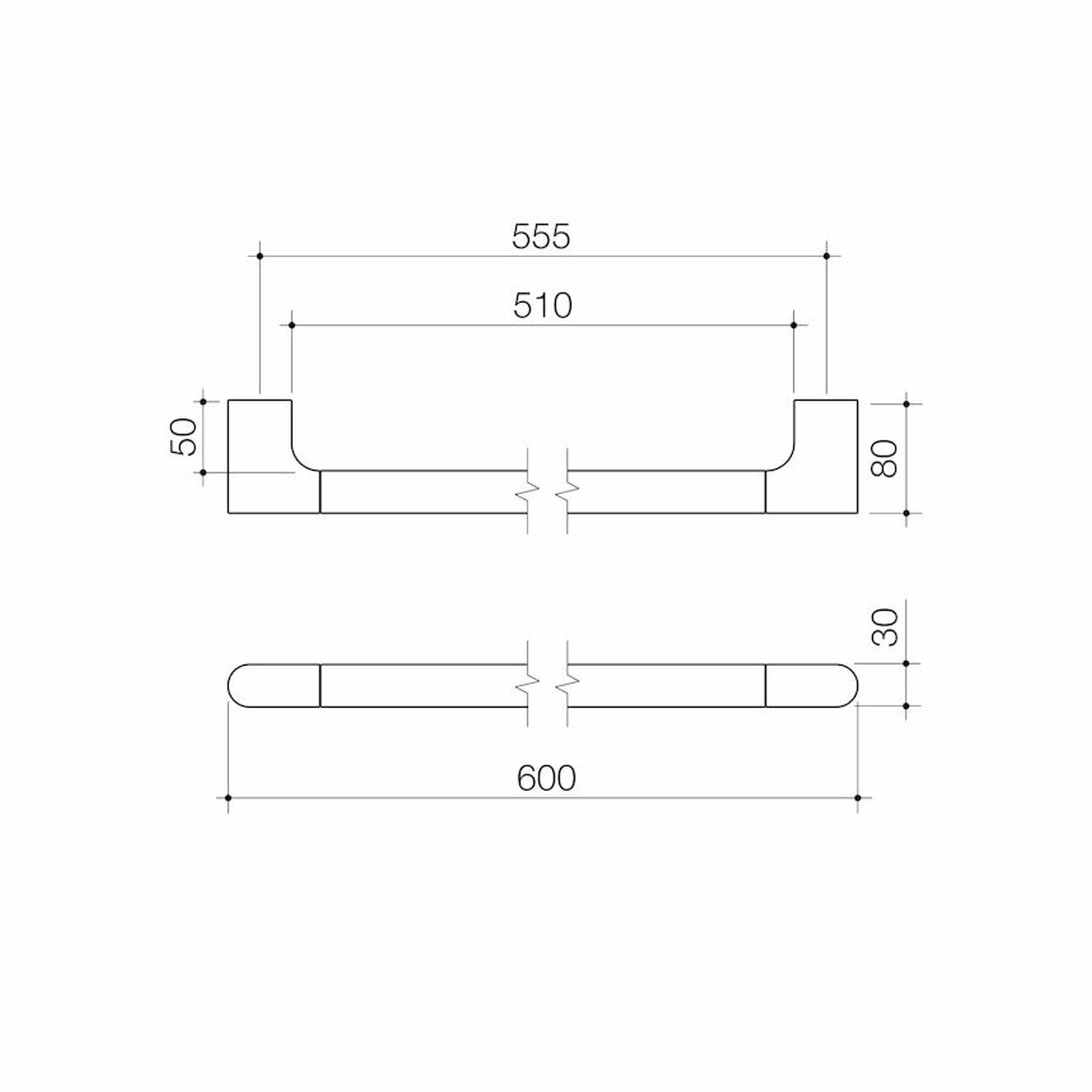 Urbane II Universal Rail Straight 600mm gallery detail image