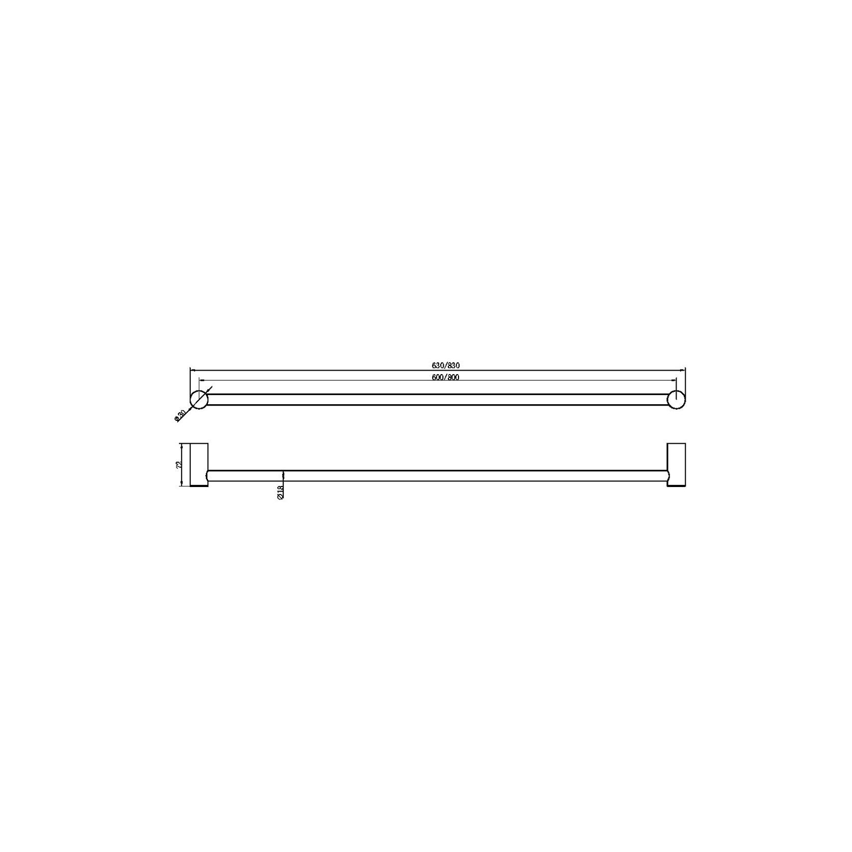 Zen SS316L Single Towel Rail 800mm | Graphite gallery detail image