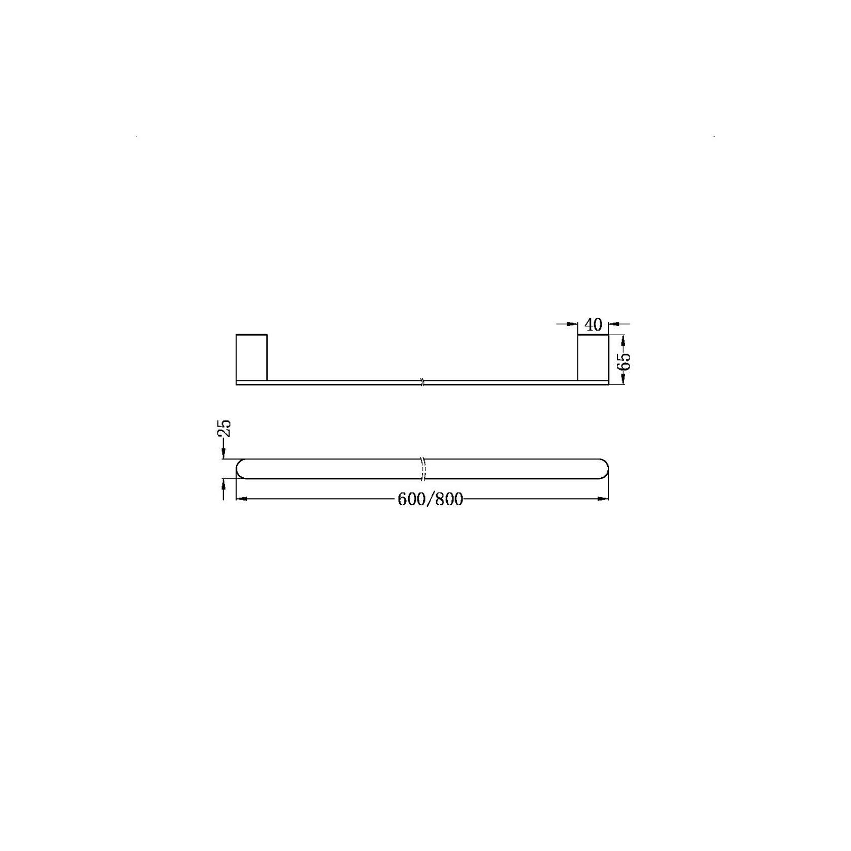 Bianca Single Towel Rail 600mm | Brushed Gold gallery detail image