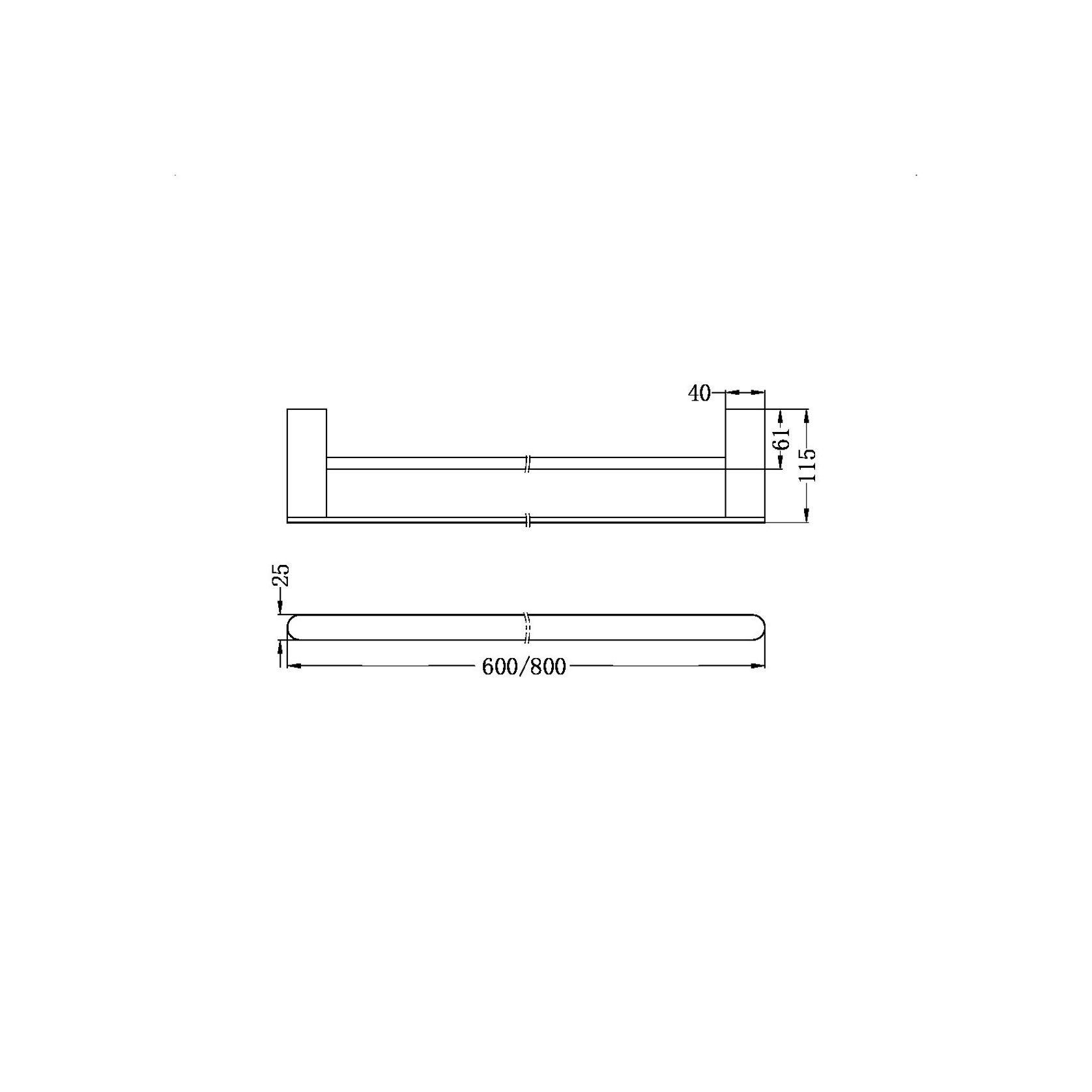 Bianca Double Towel Rail 600mm | Brushed Bronze gallery detail image