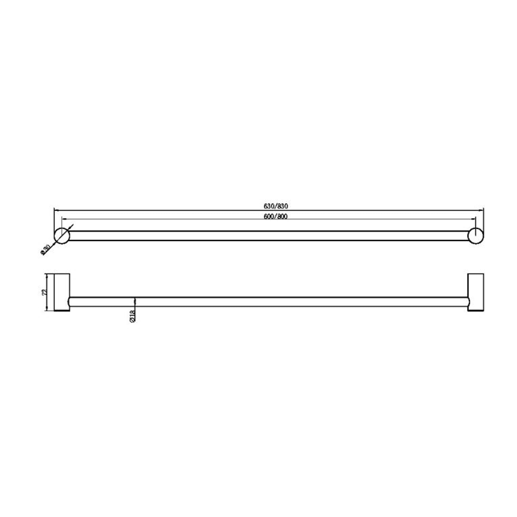 Zen SS316L Single Towel Rail 600mm | Brushed Bronze gallery detail image
