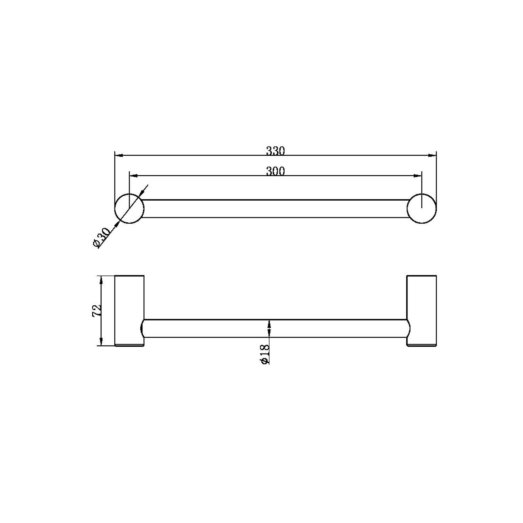 Zen SS316L Hand Towel Rail | Brushed Nickel gallery detail image