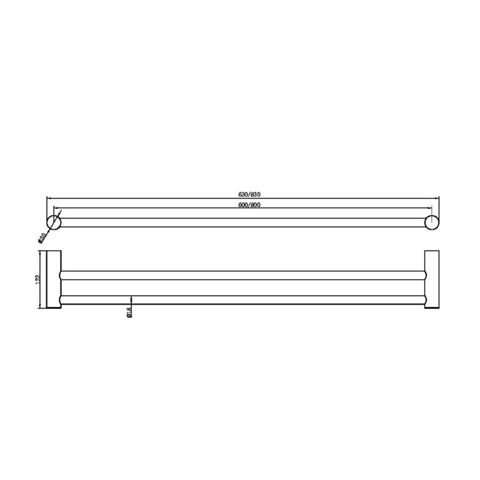 Zen SS316L Double Towel Rail 600mm | Brushed Gold gallery detail image