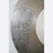 French Mid-Century Round Silver Mirror gallery detail image
