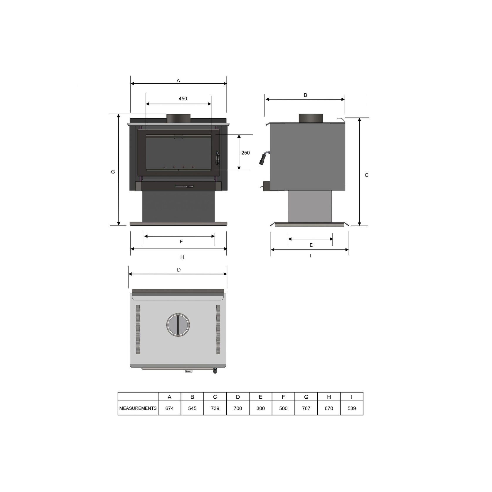 Kemlan Tempo Grand Wood Fireplace With 4M Flue Kit gallery detail image