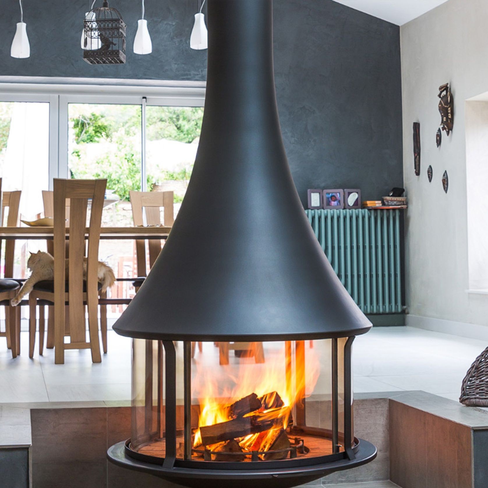 JC Bordelet Zelia 908 - Suspended Wood Fireplace gallery detail image