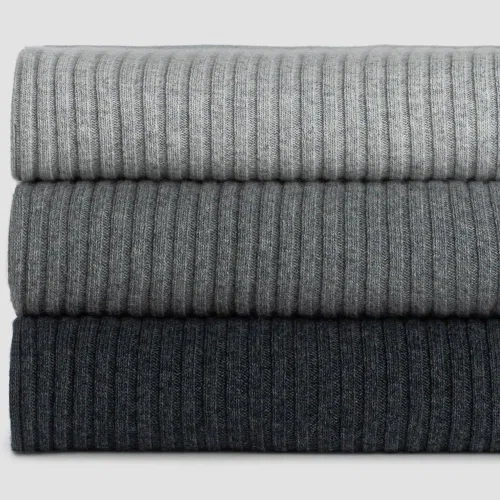 Charcoal Wide Rib Angora & Merino Wool Blankets
