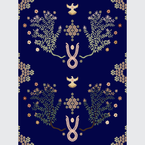 Ink Night Sky Emerald Garden Rugs by Miranda Brown