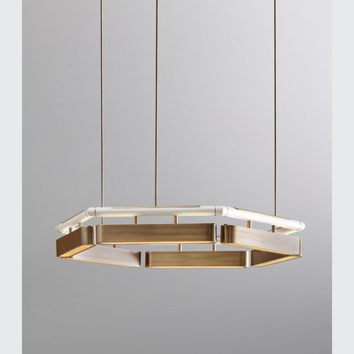 Antique Brass Colt Hexagon Chandelier