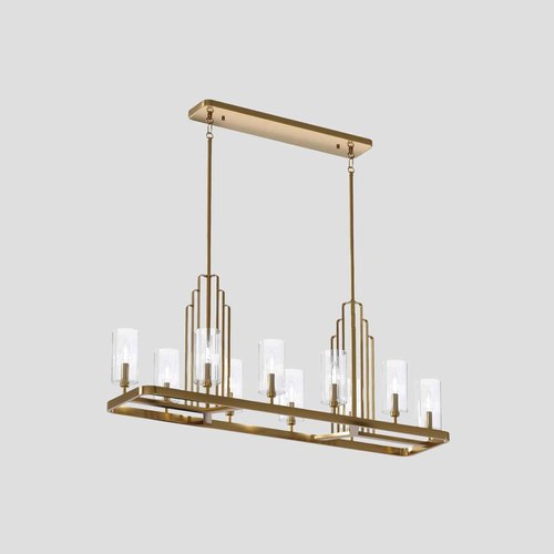 Brushed Brass Kimrose 10lt Linear Chandelier