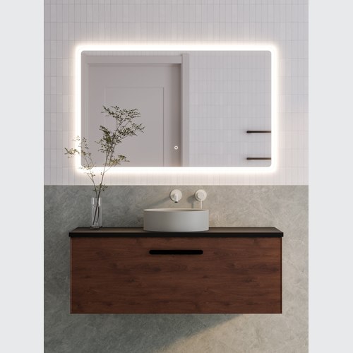 Walnut Lineare 1200 Axel Single Drawer Vanity