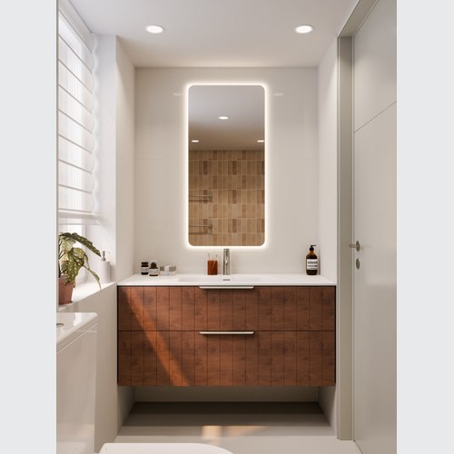 Walnut Lineare 1200 Coastal Double Drawer Vanity