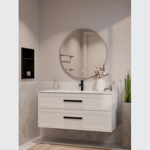 Matte White Lineare 1200 Loft Double Drawer Vanity