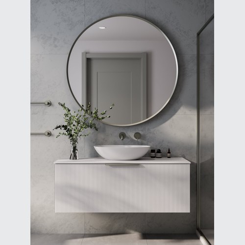 Matte White Lineare 1200 Pillar Single Drawer Vanity