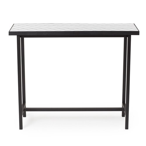White Herringbone Tile Console Table