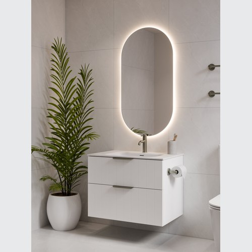 Matte White Lineare 750 Coastal 2 Drawer Vanity