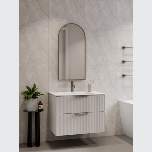 Matte White Lineare 750 Pillar 2 Drawer Vanity