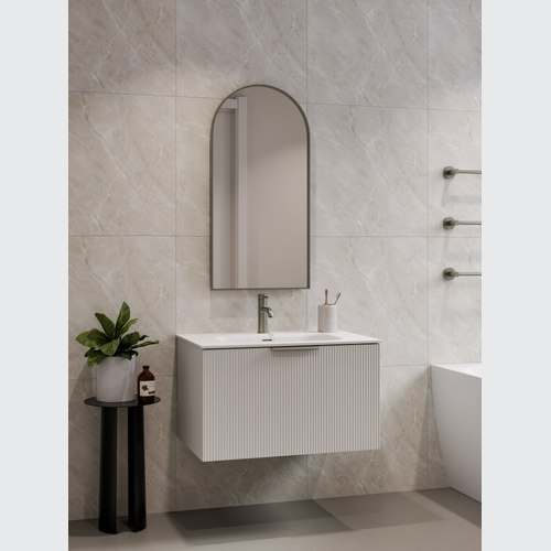 Matte White Lineare 750 Pillar Single Drawer Vanity