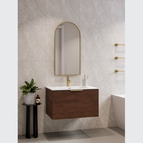 Walnut Lineare 750 Pillar Single Drawer Vanity