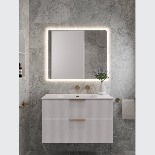 Matte White LINEARE 900 DOUBLE DRAWER VANITY | PILLAR DRAWER FRONT