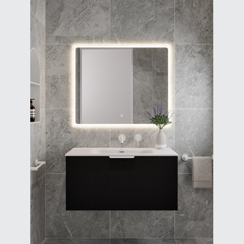 Matte Black Lineare 900 Pillar Single Drawer Vanity
