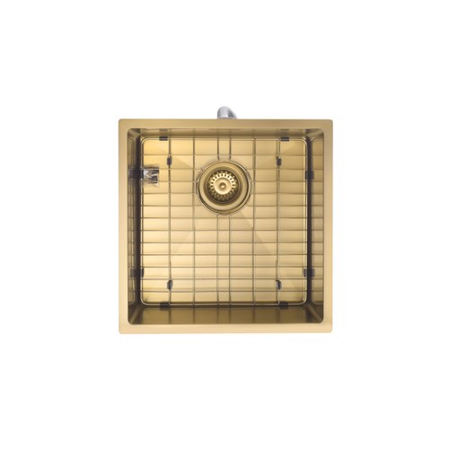 Brushed Brass Aspen 400x400 Stainless Steel Sink