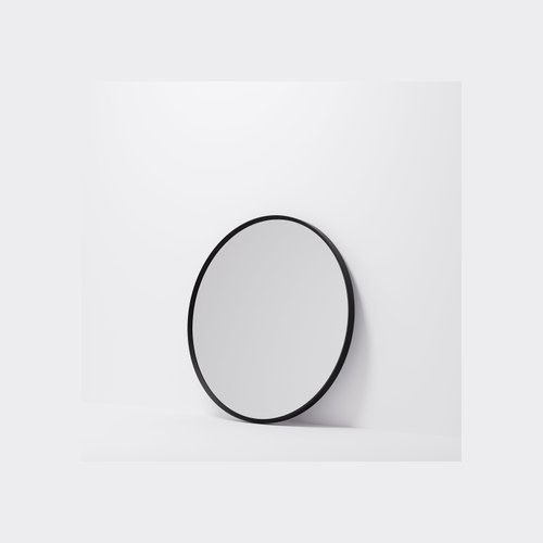 Matte Black Aspect 700 Round Framed Mirror