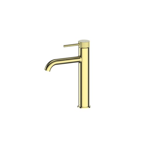 Brushed Brass Nature Piper Basin Mixer Mid | Textured Handle
