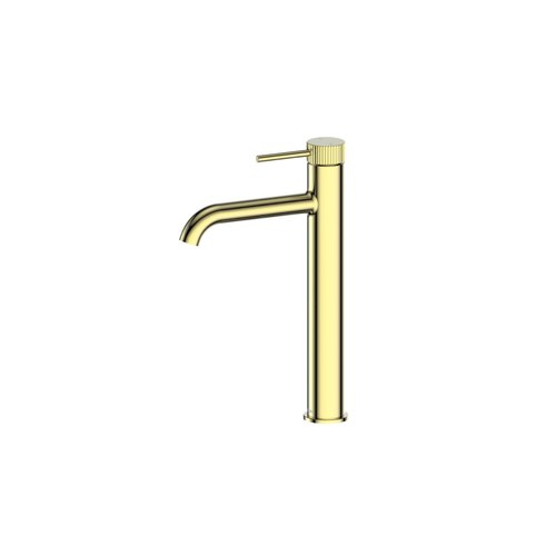 Brushed Brass Nature Lineare Basin Mixer Tall | Textured Handle
