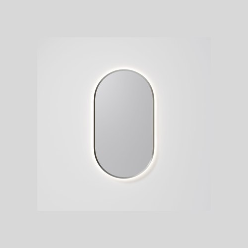 Brushed Nickel Aura Oval 500x1050 LED Mirror