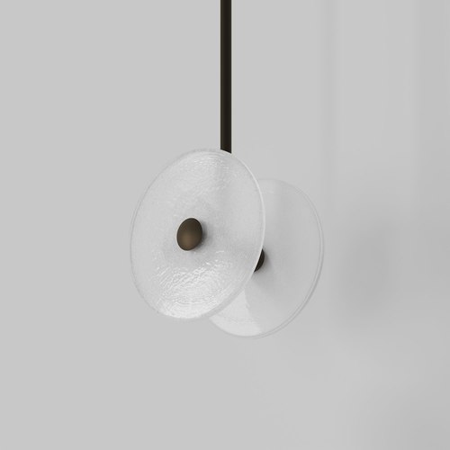 Medium Bronze Coral Duo Rod Pendant - Frosted